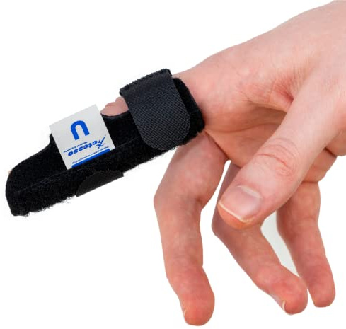 Actesso Neoprene Finger Splint Brace – Injury Support for Mallet Finger, Trigger Finger, Finger Pain, & Broken Finger – For Index, Middle & Ring (Black)