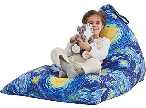Nobildonna Stuffed Animal Storage Bean Bag for Kids (No Filler), Extra Large 250L Bean Bag Chair Cover Only, Washable Beanbag Without Filling Soft Premium Canvas Stuffable Bean Bag Cover (Starry)