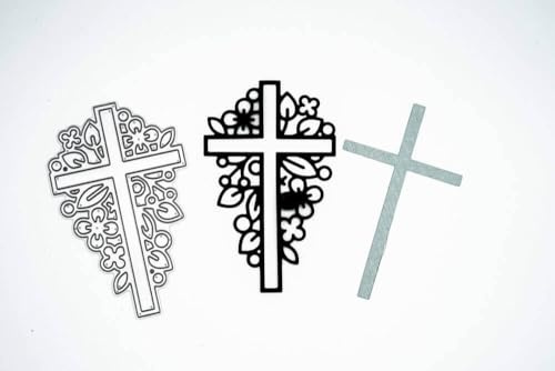Stanzenshop Stanzschablone Kreuz mit Blumen, Stanzschablonen Kommunion, Konfirmation, Stanzformen, Schablonen, Scrapbooking, Kartenherstellung, DIY, Prägeschablonen