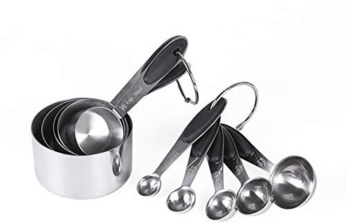 Weiqiao® Messlöffel, Edelstahl, mit Griff, Tasse, Lebensmittel, für Küche, Kaffee, Flüssigkeit, 10 Stück