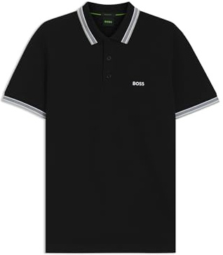 BOSS Hommes Paddy Polo en piqué de Coton avec col et Poignets rayés