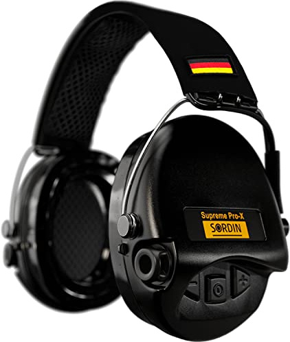 Sordin Pro-X Gehörschutz - aktiver Kapsel-Gehörschützer - Kopfband mit DE-Flagge