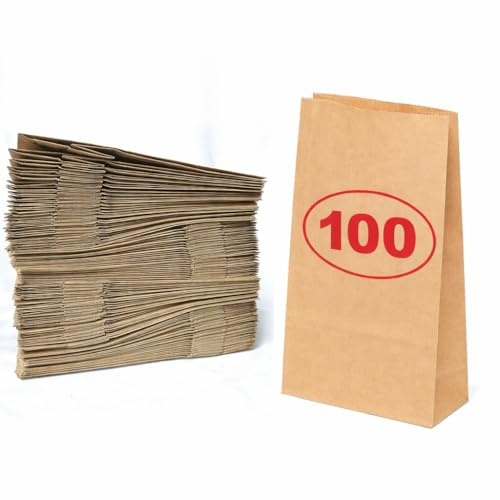 VEZODEK 100 Stück Papiertüten Klein 16x9x5cm, Es Kann wie Verwendet werden Popcorn Tüten Papier, Geschenktüten, Brottüten, Butterbrottüten,Süßigkeiten
