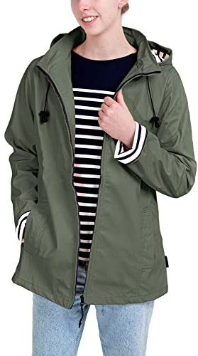 Breizh Ocean - ERQUY vattentät vax, smal passform med randig interiör - dam - från XS till 4XL, kaki, 3XL