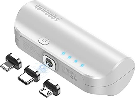 LUCKYDUO Mini Power Bank 5000mAh, 3 IN 1 Portable Charger, Fast Charging Powerbank for iPhone/USB C/Micro USB Cell Phones, Portable Phone Charger Small but Strong Compatible for iPhone, Samsung
