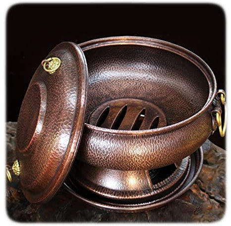 Fornelli da campeggio, braciere in rame, fornello grill, fornello barbecue, carbone, rame puro fatto a mano, riscaldatore griglia a carbone addensato, fornello in rame puro ( Color : A , Size : 28cm )