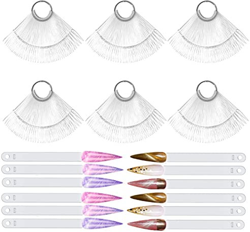 300pcs Nuancier Ongles Stiletto Présentoir Vernis en Éventail - Faux Tips Transparent pour Conception de Salon d'Art Nail - Bâtons de Couleur
