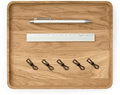 Oakywood Plateau Décoratif en Bois - Fabriqué à la Main - Plateau en Bois Rectangulaire - Organisateur Minimaliste pour Bureau, Coiffeuse - Décoration Maison - Bois de Chêne - 24x20 cm (9.4x7.9)