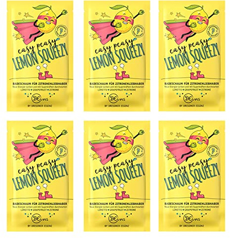 6er Pack Dresdner Essenz Badeschaum Easy Peasy Lemon Squeezy 6 x 60 g Badezusatz vegan