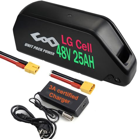 Batería para Bicicleta Electrica 36V 15AH/ 48V 52V 17.5AH 25AH para Motor de 250W 500W 750W 1000W 1500W Down Tube Ebike EC5 para Nilox, Ancheer, Samebike y Cargador