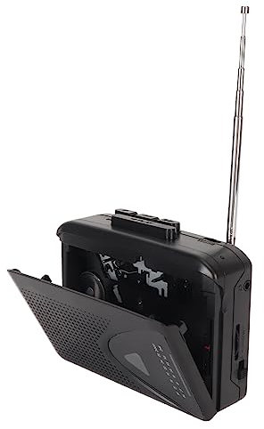 Tragbarer Kassettenspieler, Eigenständiger USB-Kassetten-zu-MP3-Konverter mit 3,5-mm-Buchse und Lautsprecher, Unterstützt die Manuelle Einstellung der Kanalsuche (Schwarz)