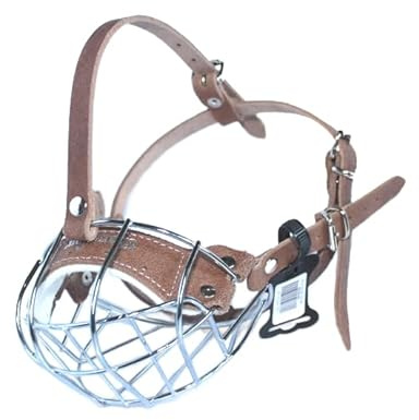 L&J Pets Uk Metall Maulkorb für Amerikanisch Bulldogge & ähnliche große Hunde – Sicher, Bequem & Verstellbar (BA, Silber/Braun)