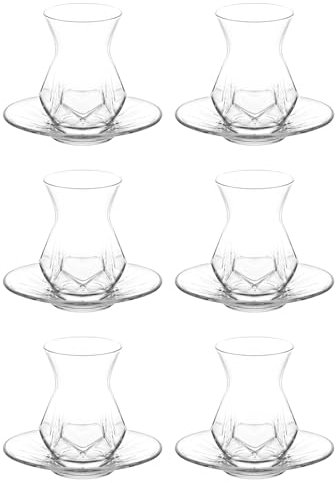 vienberg 12-tlg. Tee-Set 6 Teegläser, 6 Untersetzer 165 ml aus hochwertigem Glas Komplett-Set für 6 Personen spülmaschinengeeignet