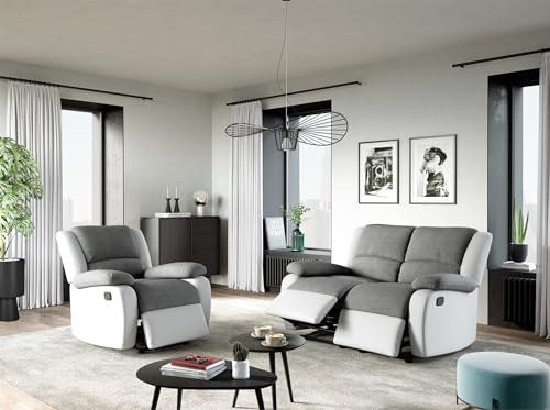 Loungitude Sofas, grau/weiß, Ensemble canapés Relax 2 Places et un Fauteuil