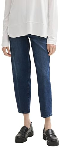 Tom Tailor Damen Mom Jeans mit Bügelfalte,10282 - Dark Stone wash Denim, 32/28
