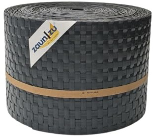 zaun|zu® Rattan 26 Meter Rolle 19cm hoch | Sichtschutzstreifen PE für Doppelstabmatten UV-beständiger Sichtschutz | Zaunblende Made in Germany | Robustes Design Anthrazit 26m