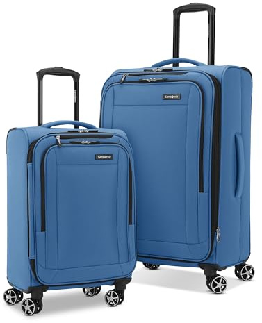 Samsonite Saire LTE Softside Expandable Luggage with Spinner Wheels, Carribean Blue, 2-Piece Set (Carry-on/Medium)