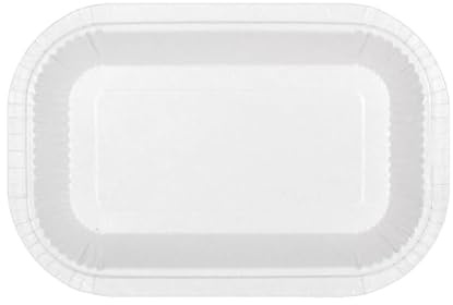 Monouso | 50 Bandeja de Cartón Antigrasa Blanco 15 × 23 cm | Rectangular Compacta | Resistente al Aceite y Calor | Ideal para Degustaciones y Catering