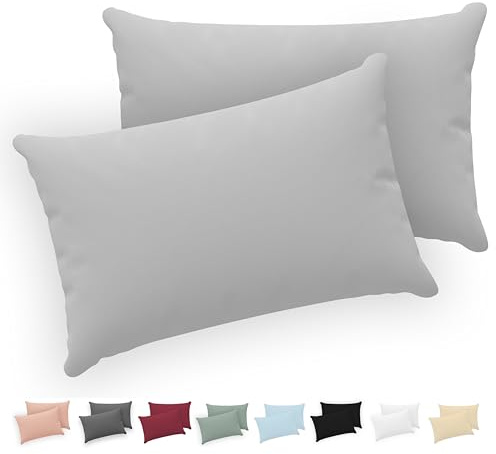 Twinzen - Kissenbezug 30x50cm - 2er Set - 100% Baumwolle - Grau | Oeko-Tex zertifiziert · mit Reißverschluss · Kopfkissenbezug & Kissenhülle · Jersey · 150 g/m² · Weich · Waschbar
