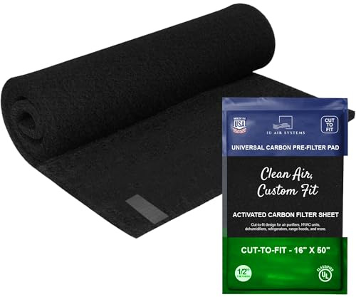 1,27 cm dickes, universelles Carbon-Vorfilter-Pad – 40,6 x 127 cm mit Klettverschluss, kompatibel mit Luftreiniger, Klimaanlage, Kühlschrank, Ofen, Luftentfeuchter