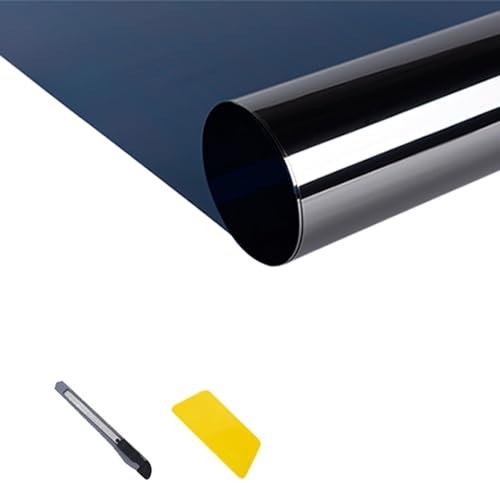 Fensterfolie Statisch Selbsthaftend, Fensterfolie Spiegelfolie Tönungsfolie Einseitig Durchsichtig, Sichtschutzfolie Sonnenschutz for Schlafzimmer, Badezimmer, Kinderzimmer Adhäsionsfolie 70x200 cm Sp