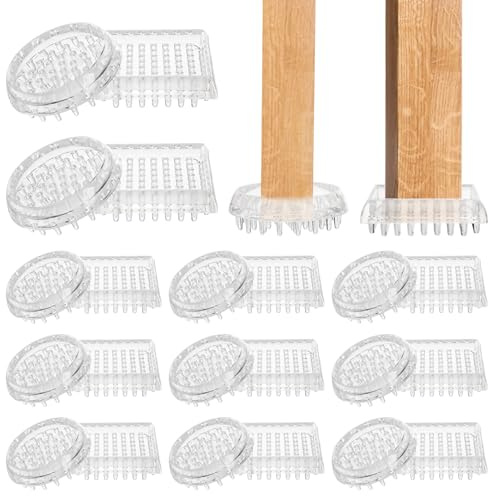 Coloch 24 Pack Carpet Protectors Spiked Caster Cups, Plastic Furniture Caster Cups Clear Round and Square Spiked Furniture Cups for Chair, Table, Sofa, Bed, Furniture