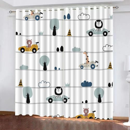Generisch Verdunklungsvorhänge Kinderzimmer Mädchen Jungen,Kinder Vorhang Blickdicht Baufahrzeuge 2 Stück Mit Ösen,Vorhang Verdunkelung Thermo Schlafzimmer,Auto Traktor Bagger Gardinen,140X160Cm,A10