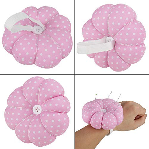 LetCart Handgelenk-Nähkissen, Nähnadel, Nadelkissen, rosa Handschlaufe, Kürbis-Form, für Bastelarbeiten, DIY-Werkzeug