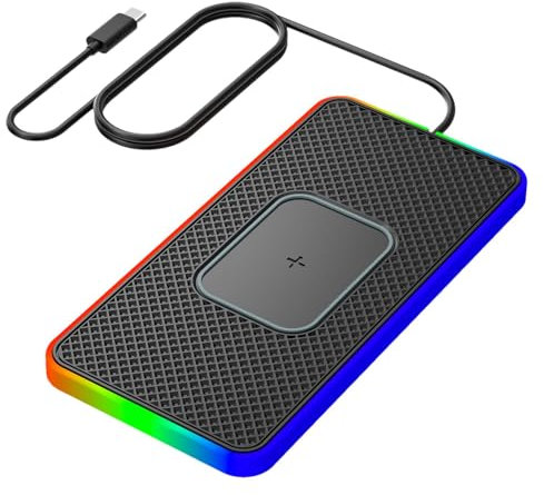Car Wireless Charger -15W Fast Wireless Charging Pad, Car Phone Wireless charger | Qi Ultra Slim Wireless Phone Charging Mat, Universsal wireless car charger for Smartphones Cell Phone, 15.8x7.8x0.8cm