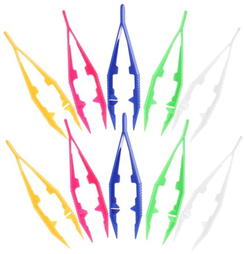 HAWILLOSCH 20pezzi Pinzette Plastica Per Ragazzo Ragazza Strumenti Per e Perline Pinzette Colorate Per Artigianato Pratico e Compatto Facile Da Usare Per Motricità Fina