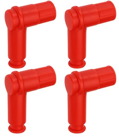 4Pcs Caches de Bougies d'Allumage en Caoutchouc pour Moto Rechange 90° avec Filetage de 14mm Rouge