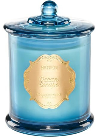 M&SENSE Duftkerze im Glas Ozean Meersalz Raumduft Näturliche Sojawachsduftkerze Saubere Verbrennung 60 Stunden langer Brennzeit Sommer Duftkerze schöne Kerze Geschenk für Männer