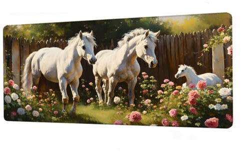 Alfombrilla Ratón XXL 1600x800x3mm,Alfombrilla Escritorio Blanco Mouse Pad Impermeable,Alfombrilla Raton Caballo Alfombrilla Gaming Antideslizante,Desk Mat con Bordes Cosidos,Accesorios Gaming BJ-678