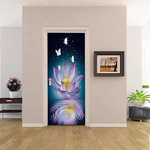 3D Türtapete 70x200 Türaufkleber Selbstklebend Türfolie Poster Fototapete Türbilder Türtattoos Wasserdichte Tür Stickers für Kinderzimmer Wohnzimmer Badezimmer Schmetterling