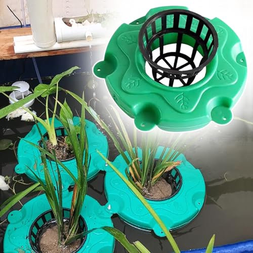 Schwimmender Blumentopf, rund, für Teiche, Hydrokultursystem zum Züchten von Wasserpflanzen, Setzlingstöpfe, Körbe, künstlicher schwimmender Blumentopf in Inselform (Farbe: Pflanzgefäß A, Größe: 4 S