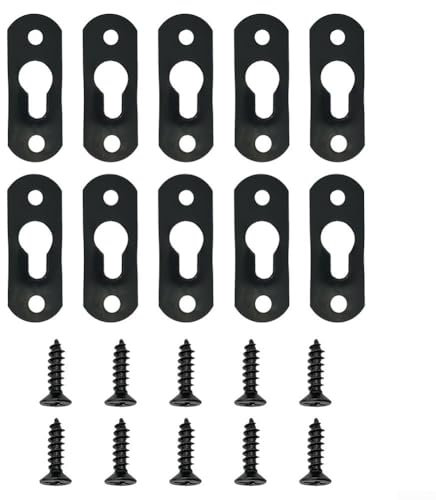 Gdfnmogo Lot de 10 crochets de suspension en métal avec vis supplémentaires, fixations pour plaque murale, crochets en trou de serrure pour accrocher des cadres photo