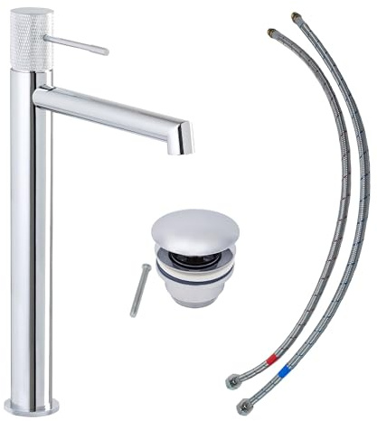 SCHÖNER WOHNEN Robinet de lavabo KADIA L, chromé, robinet adapté aux vasques à poser dans votre salle de bain h. 32 cm, l. 4.5 cm, saillie 17.3 cm, p. 20 cm, max. 5 l/min