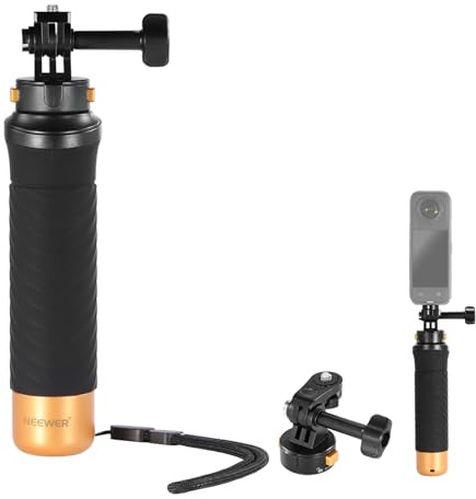 Neewer Empuñadura Flotante para cámara de acción con Adaptador de Montaje de liberación rápida, Adaptador de Tornillo de 1/4 Pulgadas y Correa de muñeca, Kit de Accesorios de Mango Submarino