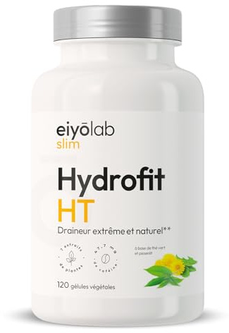 HYDROFIT HT | Detox Minceur Puissant | Draineur Naturel Anti-Cellulite et Rétention d’eau | Complexe de 7 Plantes Diurétiques et Dépuratives + Caféine | 120 Gélules Vegan pour Homme et Femme | Eiyolab