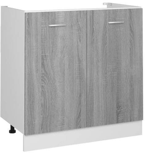 HETFTJN Credenza Soggiorno Mobile Cucina Dispensa Mobiletto Bagno Salvaspazio Mobile da Cucina - Mobiletto Grigio Sonoma 80x46x81,5 cm in Legno Multistrato per Camera Da Letto Cucina Bagno Esterno