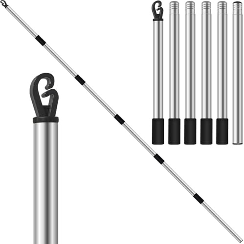 Palo telescópico para tendedero de 2,24 m, soportes para tendedero exterior, soporte para tendedero de acero inoxidable resistente, postes de lavado para soporte de ropa