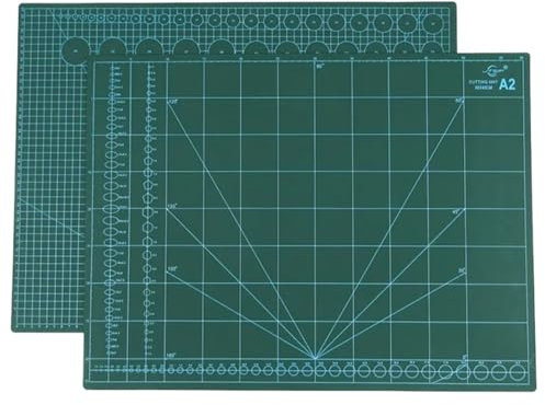 FonHNDG Schneidematte, A2, PVC, rechteckig, selbstheilend, Dicker, weißer Kern, Schreibtisch-Schutzmatte, Basteln, Dunkelgrün, 60 cm x 45 cm x 0,3 cm für Nähen, Quilten