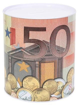 Zymoplas Spardosen Für Erwachsene Dimensioni convenienti Piani di risparmio Salvadanaio in lamiera stagnata che consente a tutti di sviluppare interessanti, 50 euro