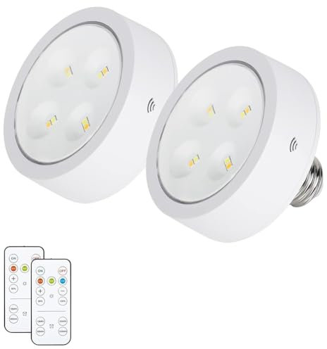 Kueohse Confezione da 2 lampadine a LED a batteria per lampadine, da avvitare con , con attacco E26 per applique