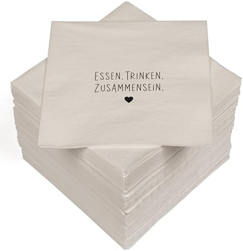 HEKU 100 Servietten, 3-lagig, 33x33cm, Essen Trinken Zusammensein I Saugstark und praktisch verpackt I Breite Auswahl I Ideal für besondere Anlässe