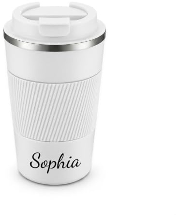 loongway Thermobecher Personalisiert mit Name Kaffeebecher to go Geschenke | Auslaufsicher | 380 ml | Leicht | Edelstahl | Für Büro, Pendeln & Reisen | Für Auto-Getränkehalter | Geburtstagsgeschenk