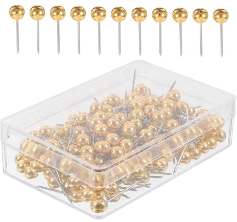 HOMSFOU 200 Pièces Punaises Décoratives Dorées À Tête Sphérique Mini Punaises Métalliques pour Cartes Photos Artisanat Bureau Maison