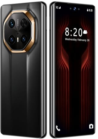 Smartphone Mate70 RS Android 14, 7,3 pollici, 16 GB di RAM, 1 TB di ROM, telefono cellulare Dual SIM, Google Play Store, batteria da 8000 mAh, lunga durata della batteria,Black-1TB
