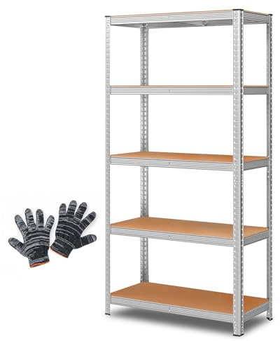 Crystals 5-Tier Heavy Duty Racking Shelf – Garage Storage Shelving Unit 150x70x30cm, Adjustable Metal Frame with MDF Boards, Boltless Design for Shed, Warehouse, Office & Home Organiser Shelves