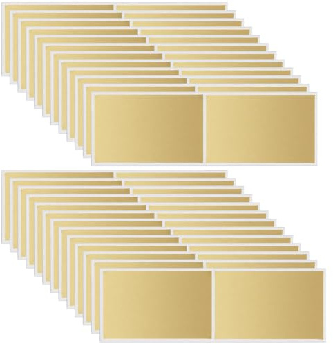 JYSNOW 50 Piezas Pegatinas Rasca y Gana, Rectángulo Tarjetas Rasca y Gana Personalizadas 35 * 58mm, para Rascar, Sorpresas, Invitaciones, Tarjetas de Felicitación, Vales Regalo, Postal (Or)
